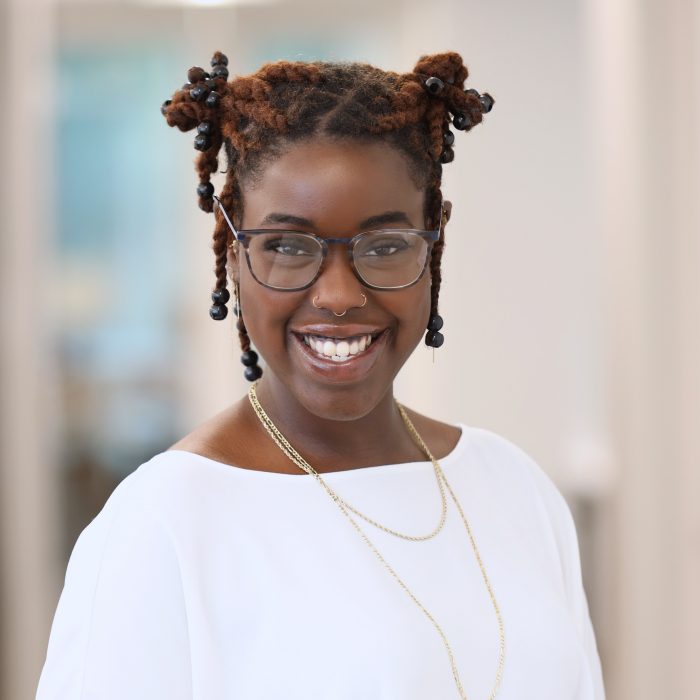 Smiling woman with glasses