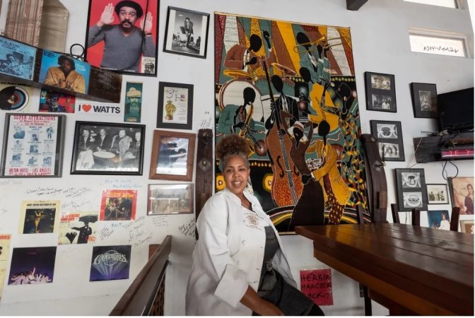 View of Desiree Edwards, owner of Watts Coffee House