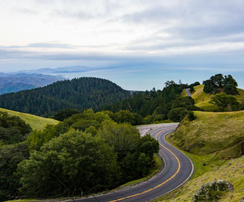 View of the San Francisco Bay coming down Mt Tam