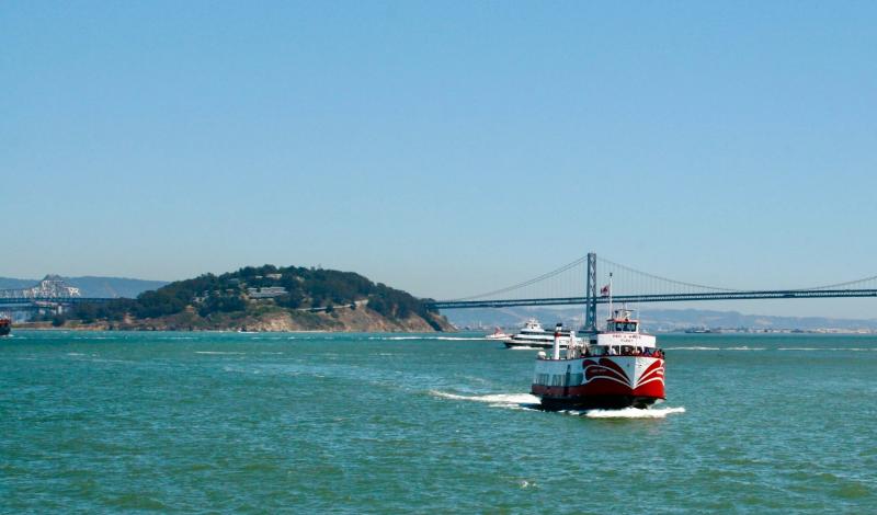 A ferry boat taking tours to and from Angel Island