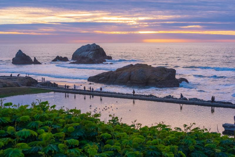 Aerial view of Sutro Baths in the Richmond District of San Francisco