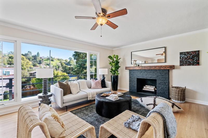 living room with fireplace #4