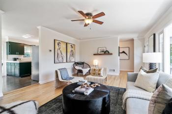 living room with ceiling fan #5