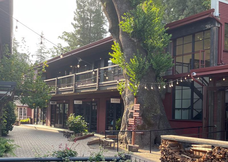 A long two story building for shops in Mill Valley, CA